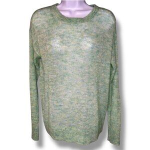 Zara Lime Green Heathered Open Knit Sweater top Neon Pastel Emo